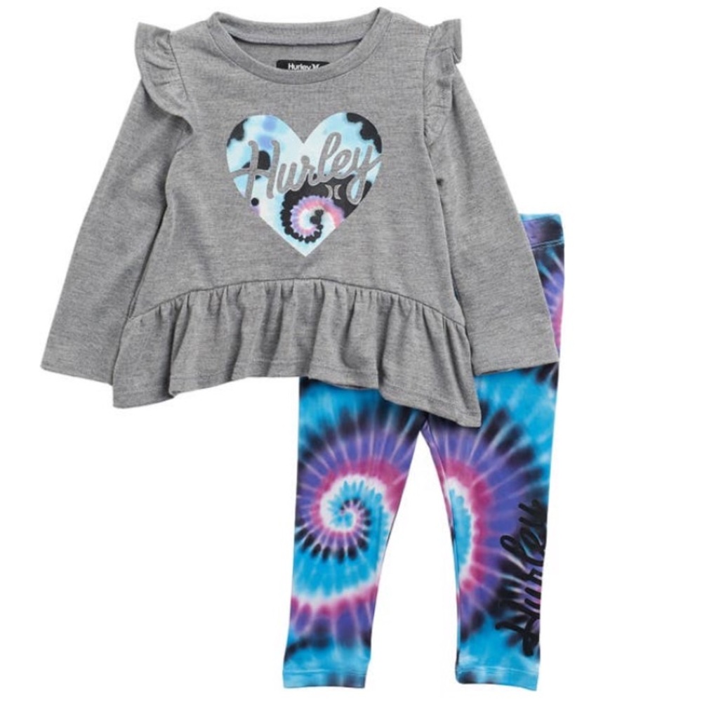 Hurley heart blue tie dye active pants set 2303